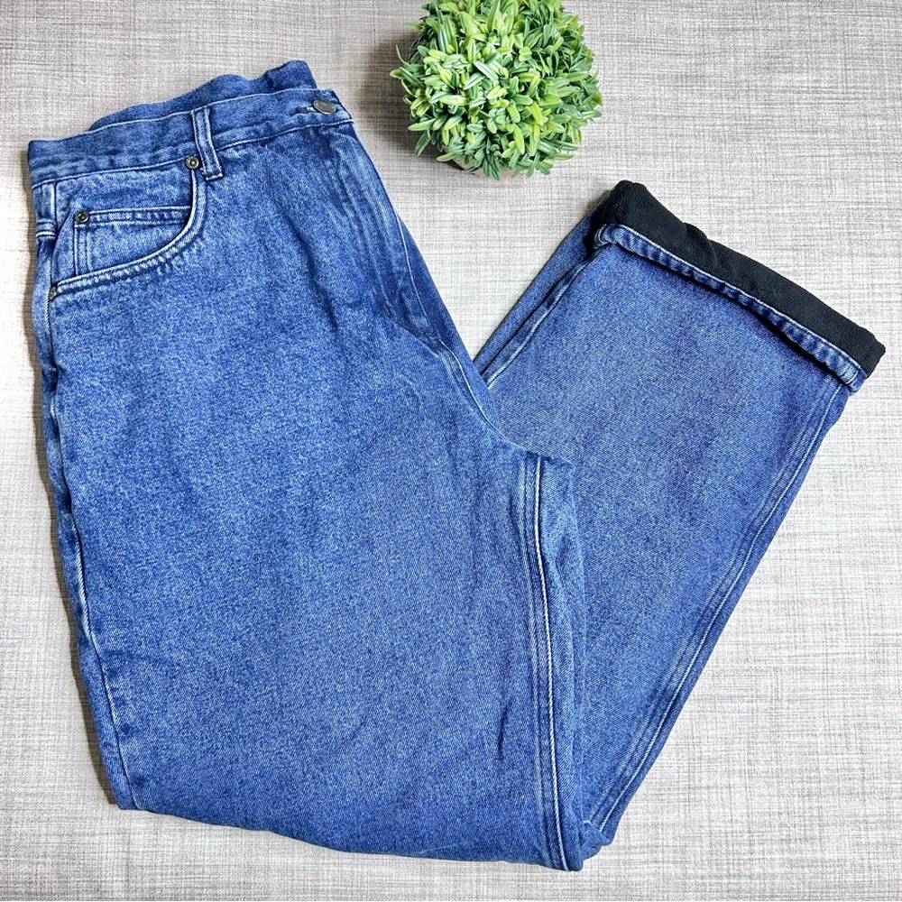 Woolrich black fleece lined relaxed fit super high rise jeans, item 1435